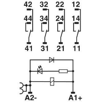 Module à relais, 4PDT, Push-in, 24Vdc-Lire la description