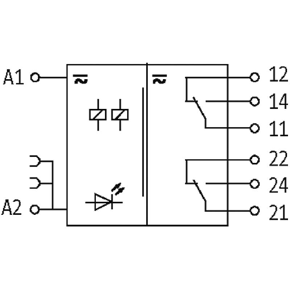 Module-relais, DPDT 6A-250VAC/DC, 12.4mm, Ressort, 24VDC-Lire la description