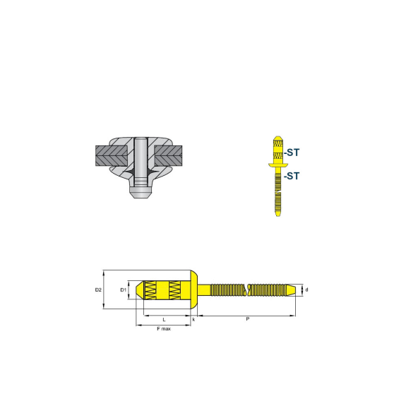 Hochfeste Blindniete GO-BULB II mit wulstfÃ¶rmigen SchlieÃŸkopf  ST/ST - Flachkopf - 4,0x8 mm - 500 Stück-Beschreibung lesen