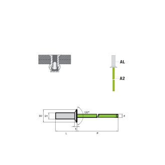 CUP Dicht-Becherblindniete  AL/A2 - Senkkopf - 4,0x9,5 mm - 500 Stück-Beschreibung lesen