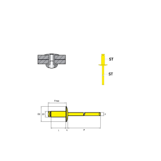 Blindniete STANDARD  ST/ST - GroÃŸkopf K16 - 4,8x14 mm - 250 Stück-Beschreibung lesen