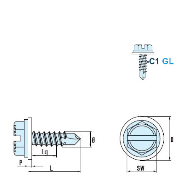 DIN 7504 L Vis Autoforeuse-Tête Hexagonale Avec Fente C1 GL PA 4,2x19 mm - 500 pièces-Lire la description