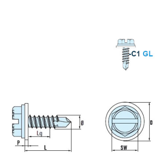 DIN 7504 L Vis Autoforeuse-Tête Hexagonale Avec Fente C1 GL PA 4,2x19 mm - 500 pièces-Lire la description