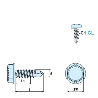 DIN 7504 K Sechskant-Bohrschrauben C1 GL 4,2x13 mm - SW 7 - - 1000 Stück-Beschreibung lesen