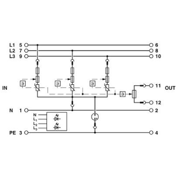 Parafoudre Triphasé+N - Type 3 - Uc:230/400VAC - In:8kA-Lire la description