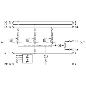 Parafoudre Triphasé+N - Type 3 - Uc:230/400VAC - In:8kA-Lire la description