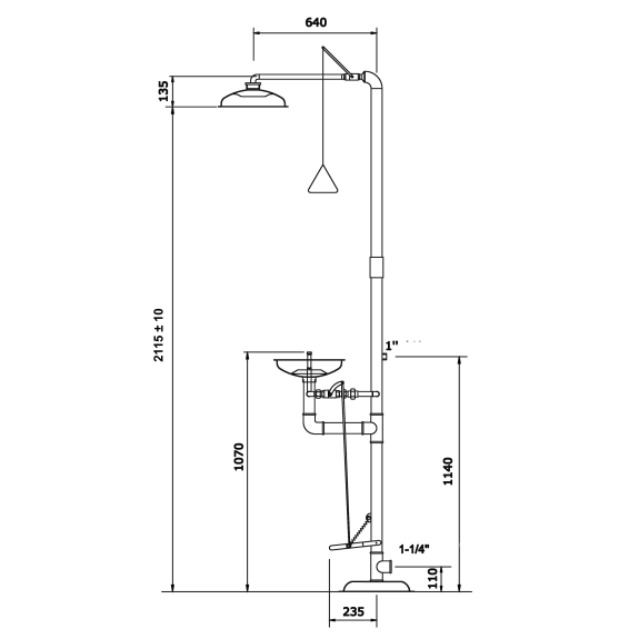 Combiné douche et rince-œil intérieur et extérieur-Lire la description