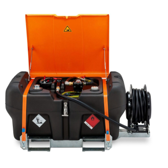 Cuve transport essence KS easy mobil 330l pompe 12 V, enrouleur, capot, sur chassis-Lire la description