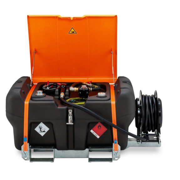 Cuve de transport essence 330L avec pompe 12V et enrouleur-Lire la description