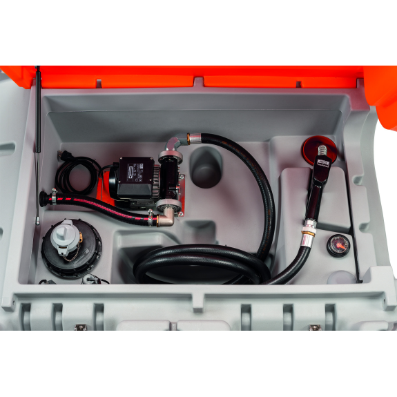 Cuve double paroi stockage gasoil 980 L avec capot, pompe 230 V-Lire la description