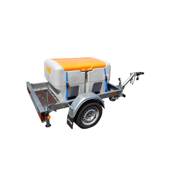 Cuve transport gasoil Easy   440 Standard avec pompe  40L/min  12 V et capot conforme ADR, sur remorque routière-Lire la description