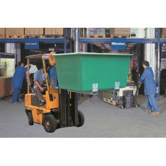 Bac PFV avec fourreaux 1 100 litres vert-Lire la description