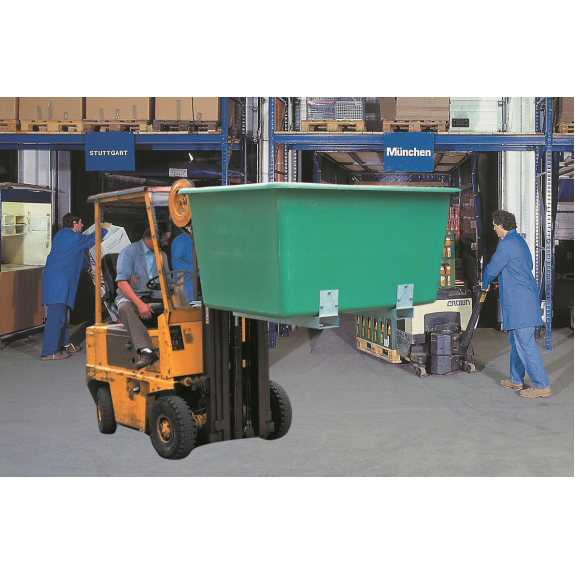 Bac PFV avec fourreaux 300 litres vert-Lire la description