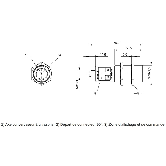 Ultrason Directe M30 4-20mA/0-10V PNP(x2) P=200-2000mm Axial / M12 5P-Lire la description