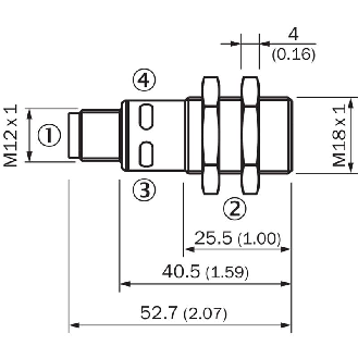 Ultrason Directe M18 ANA 0-10V P30-250mm Axial 10-30Vdc / M12 5P-Lire la description