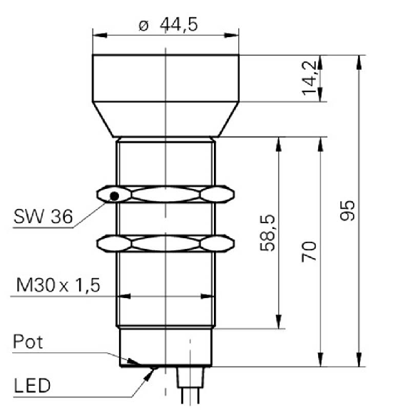 Ultrason Directe M30 PNP NO P350-2500mm Pot. 12-30Vdc / Câble 2m Ultrason Directe M30 PNP NO P350-2500mm Pot. 12-30Vdc / Câble 2m-Lire la description
