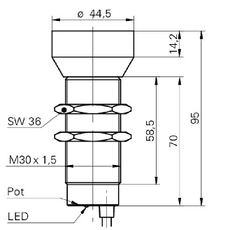 Ultrason Directe M30 PNP NO P350-2500mm Pot. 12-30Vdc / Câble 2m-Lire la description