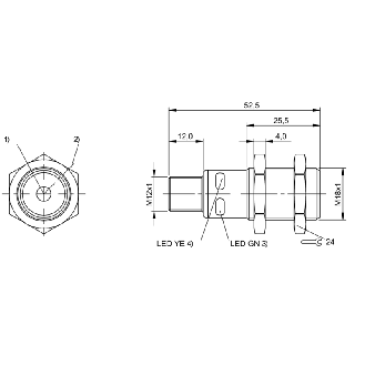 Ultrason Directe M18 ANA 4-20mA P25-250mm Axial 10-30Vdc / M12 5P-Lire la description