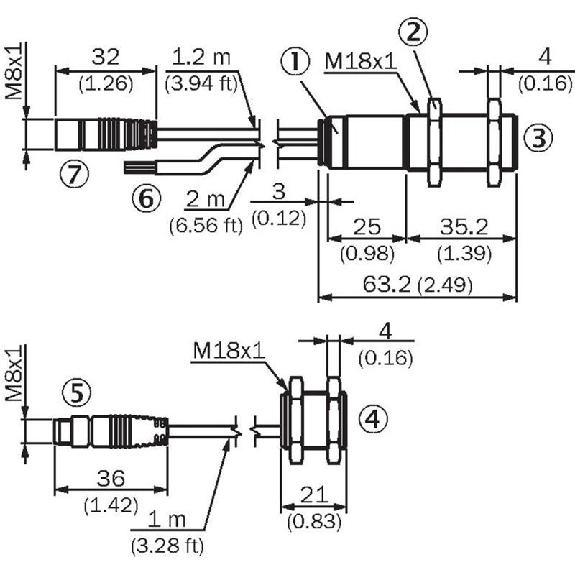 Ultrason Barrage PNP NO/NF P=60mm / M08 3P+C-Lire la description