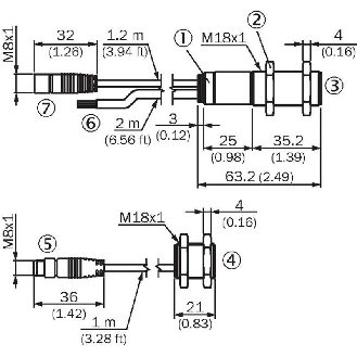 Ultrason Barrage PNP NO/NF P=60mm / M08 3P+C-Lire la description