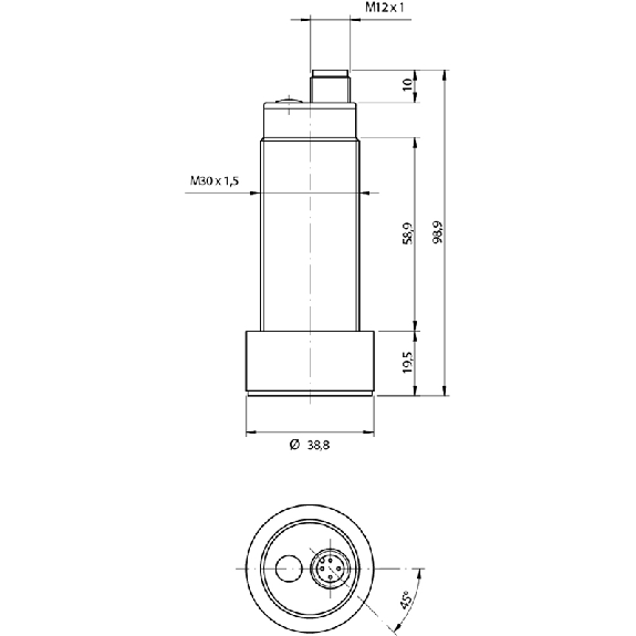 Ultrason M30 Directe PNP+4-20mA M12 5P Ultrason M30 Directe PNP+4-20mA M12 5P-Lire la description