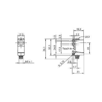 Ultrason Bar. reflex Push-pull IO-Link P500mm / M08 4P-Lire la description
