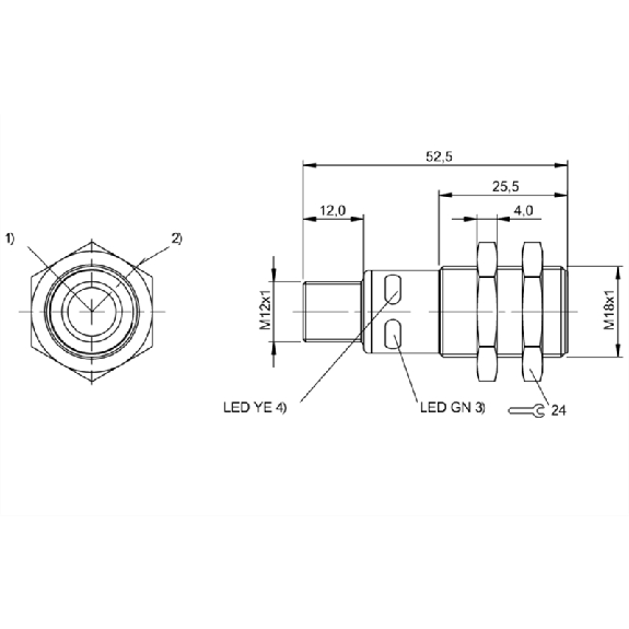 Ultrason Directe M18 ANA 4-20mA P65-600mm Axial 10-30Vdc / M12 5P Ultrason Directe M18 ANA 4-20mA P65-600mm Axial 10-30Vdc / M12 5P-Lire la description