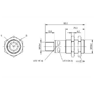 Ultrason Directe M18 ANA 4-20mA P65-600mm Axial 10-30Vdc / M12 5P-Lire la description