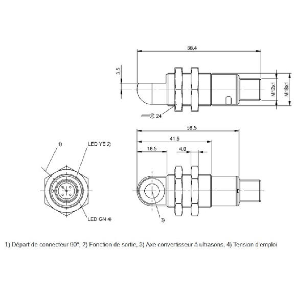 Ultrason Directe ANA 0-10V P30-350mm Laiton Radial / M12 5P Ultrason Directe ANA 0-10V P30-350mm Laiton Radial / M12 5P-Lire la description