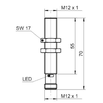 Ultrason Bar. reflex PNP NO/NF P0-70mm / M12 4P-Lire la description