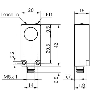 Ultrason Bar. reflex PNP NO P0-1000mm Teach 24VDC / M08 4P-Lire la description