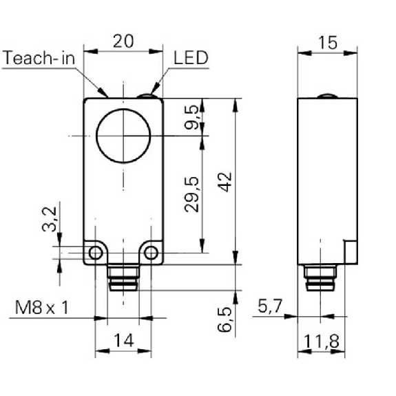 Ultrason Bar. reflex PNP NO P0-1000mm Teach 24VDC / M08 4P Ultrason Bar. reflex PNP NO P0-1000mm Teach 24VDC / M08 4P-Lire la description