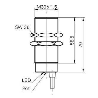 Ultrason Directe M30 NPN NO P200-1500mm Pot. 12-30VDC / Câble 2m-Lire la description