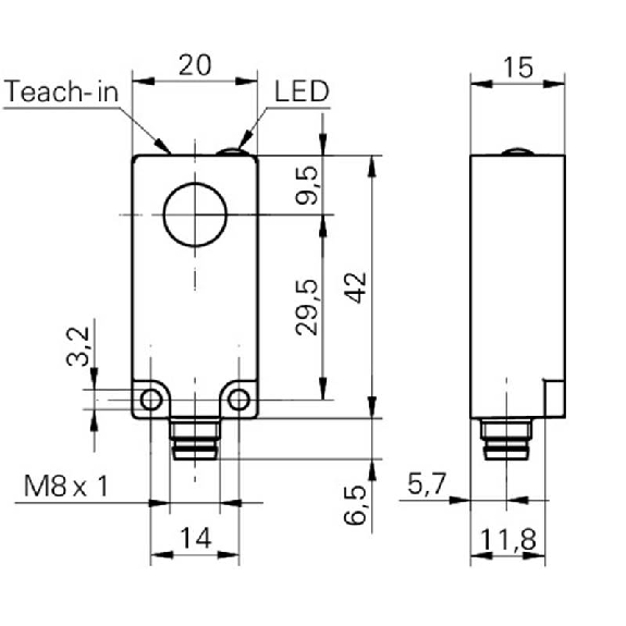 Ultrason Directe PNP NF P40-400mm Teach 12-30VDC / M08 4P Ultrason Directe PNP NF P40-400mm Teach 12-30VDC / M08 4P-Lire la description