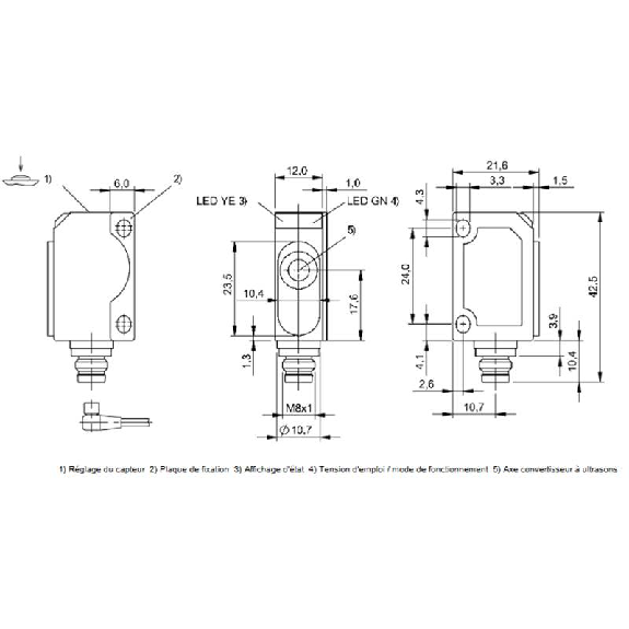 Ultrason Directe ANA P=20-250mm 0-10V / M08 4P Ultrason Directe ANA P=20-250mm 0-10V / M08 4P-Lire la description