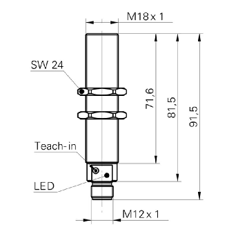 Ultrason Directe M18 ANA 4-20mA P0.1-1m Teach Inox (V4A) / M12 4P-Lire la description