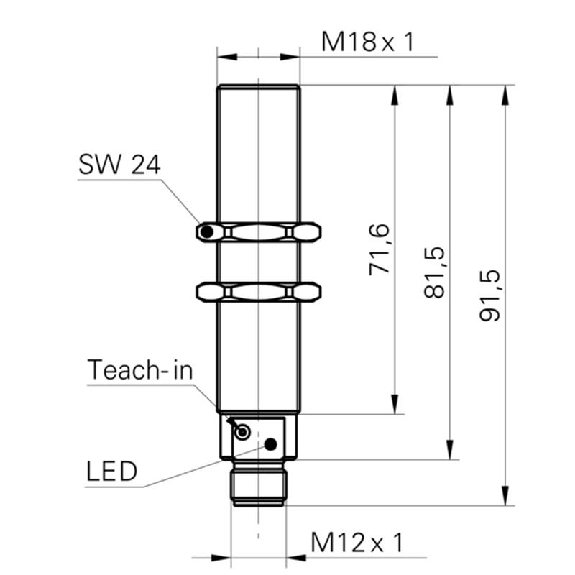 Ultrason Directe M18 ANA 4-20mA P0.1-1m Teach Inox (V4A) / M12 4P-Lire la description