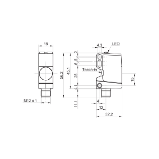 Ultrason Barrage (R) Push Pull IO-Link P0-2000mm qTeach / M12 5P-Lire la description
