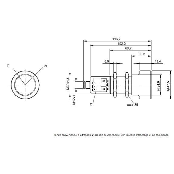 Ultrason Directe M30 ANA 4-20mA/0-10V P=350-3500mm Axial / M12 5P Ultrason Directe M30 ANA 4-20mA/0-10V P=350-3500mm Axial / M12 5P-Lire la description