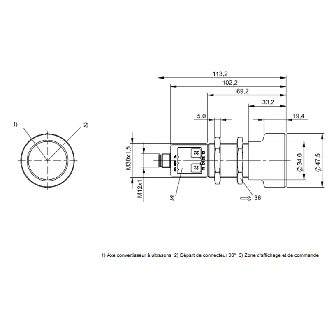 Ultrason Directe M30 ANA 4-20mA/0-10V P=350-3500mm Axial / M12 5P-Lire la description