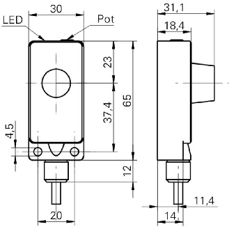 Ultrason Directe ANA 0-10V P60-300mm Pot. 24VDC / Câble 2m-Lire la description
