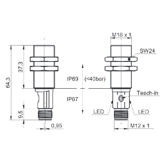 Ultrason Directe M18 ANA 4-20mA P20-1500mm qTeach IO-Link Inox M12 5P-Lire la description