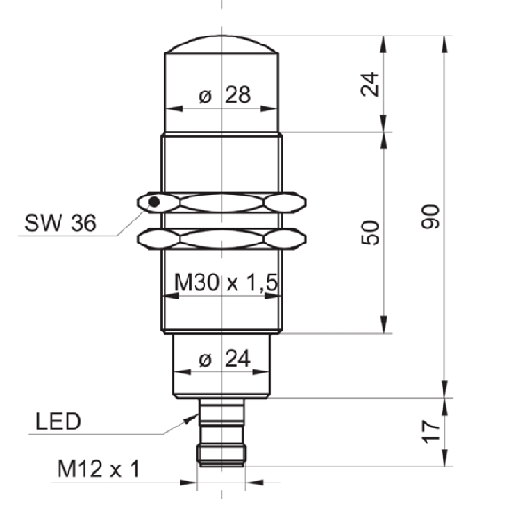Radar de mesure de distance P=0.3-12m PushPull IO-Link, M12 5P-Lire la description