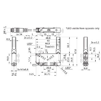 Ultrason Directe ANA 0-10V P3-150mm Teach focalisateur / M08 4P+C0.2m-Lire la description