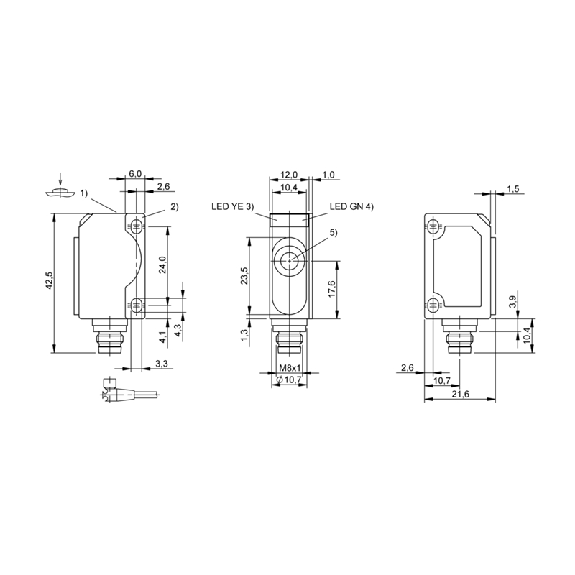 Ultrason Directe ANA P=20-200mm 4-20mA / M08 4P Ultrason Directe ANA P=20-200mm 4-20mA / M08 4P-Lire la description