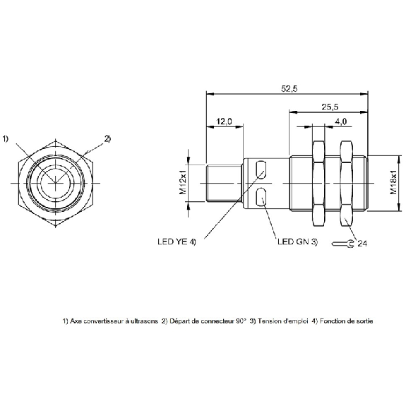 Ultrason Directe M18 PNP/NPN NO/NF P65-600mm IO-Link Axial / M12 5P-Lire la description