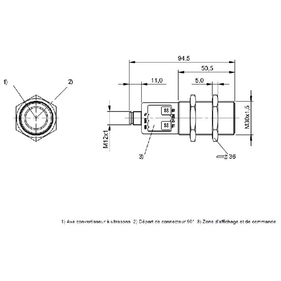 Ultrason Directe M30 ANA 4-20mA/0-10V P=200-2000mm Axial / M12 5P Ultrason Directe M30 ANA 4-20mA/0-10V P=200-2000mm Axial / M12 5P-Lire la description