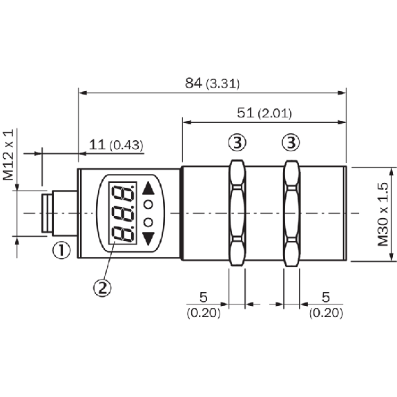Ultrason Directe M30 NPN(x2) P200-1300mm NO/NF Axial 9-30Vdc / M12 5P Ultrason Directe M30 NPN(x2) P200-1300mm NO/NF Axial 9-30Vdc / M12 5P-Lire la description