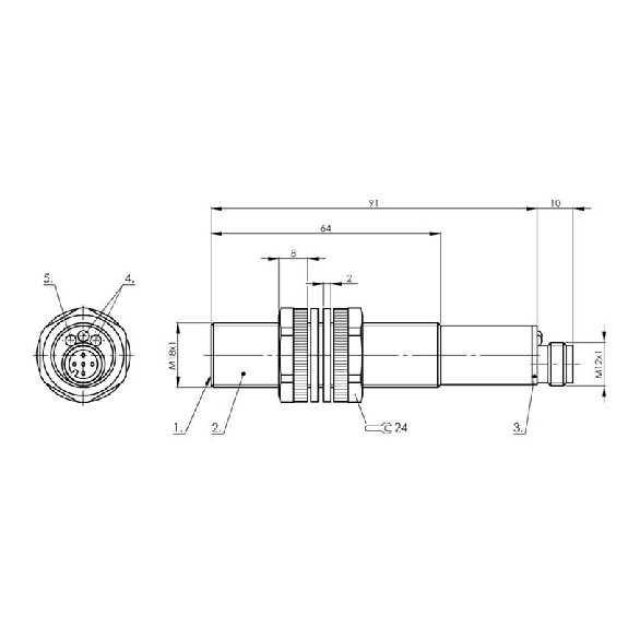 Ultrason Directe M18 PNP(x2) NO/NF P400mm Axial 12-30Vdc / M12 5P-Lire la description