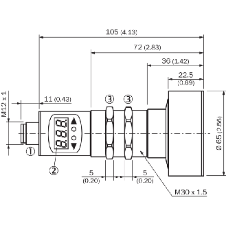 Ultrason Directe M30 PNP/NPN P6m IO-Link Axial / M12 5P-Lire la description